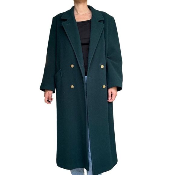 Vintage Forecaster of Boston Emerald Green Wool Coat Woman Size 12 Made in USA